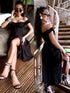 Dress with a knot in the chest area "AMORE" - BLACK